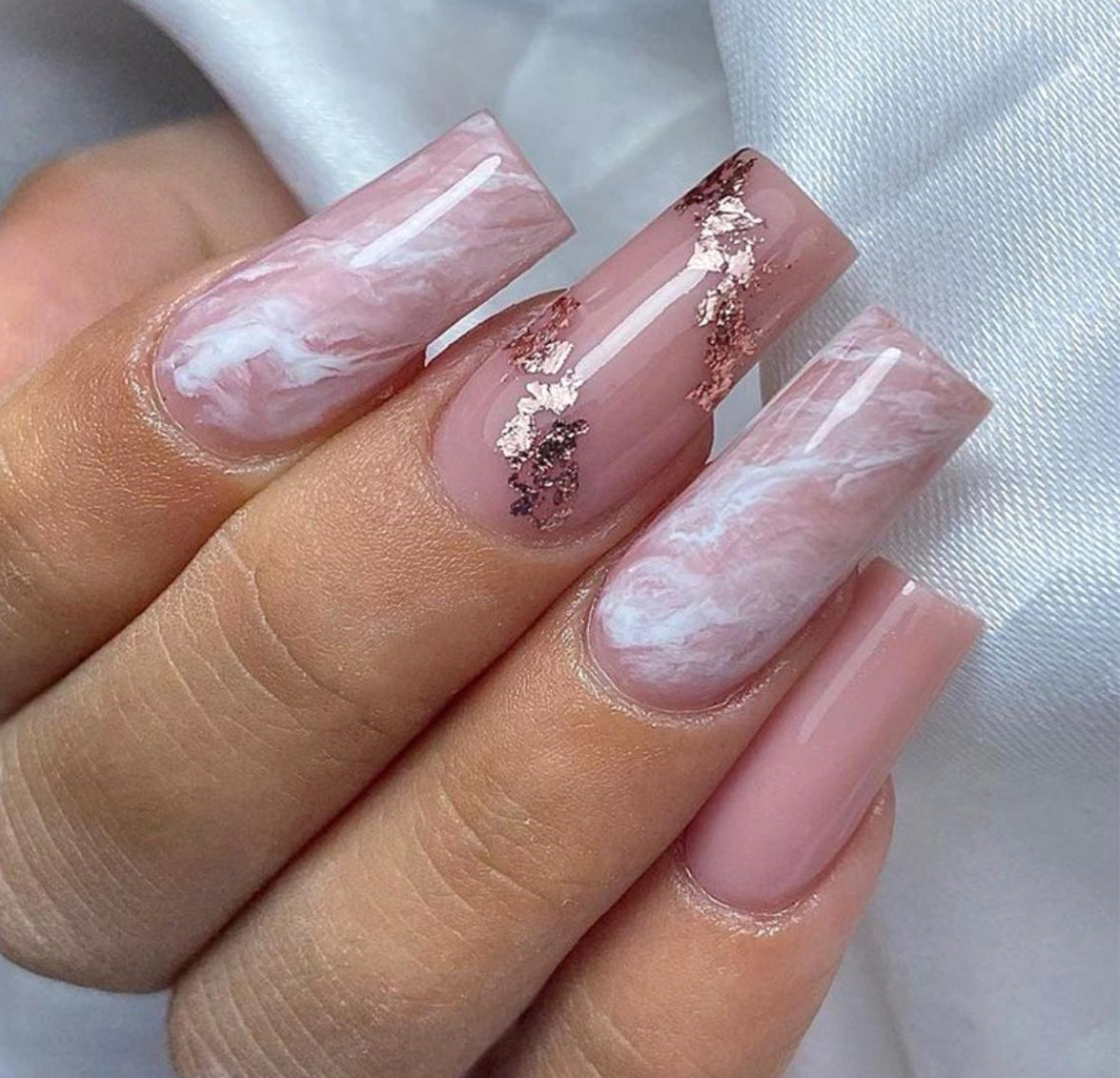 Rose gold marble - Press-on nails Easy use | marble finish