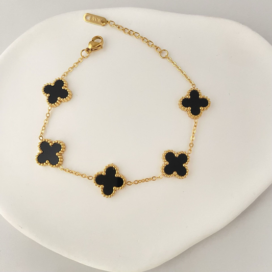 Chain of black clovers | Stainless steel