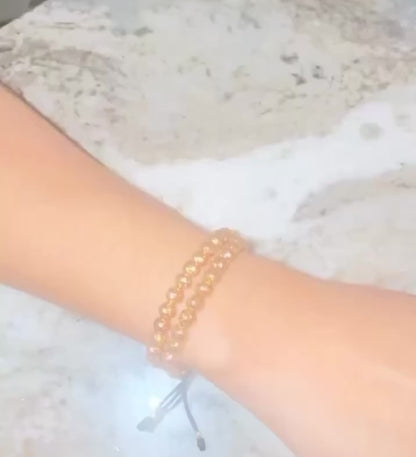 Black Beads Bracelet 6mm Diamond Cut 20pcs 18K Yellow Gold (A.C)